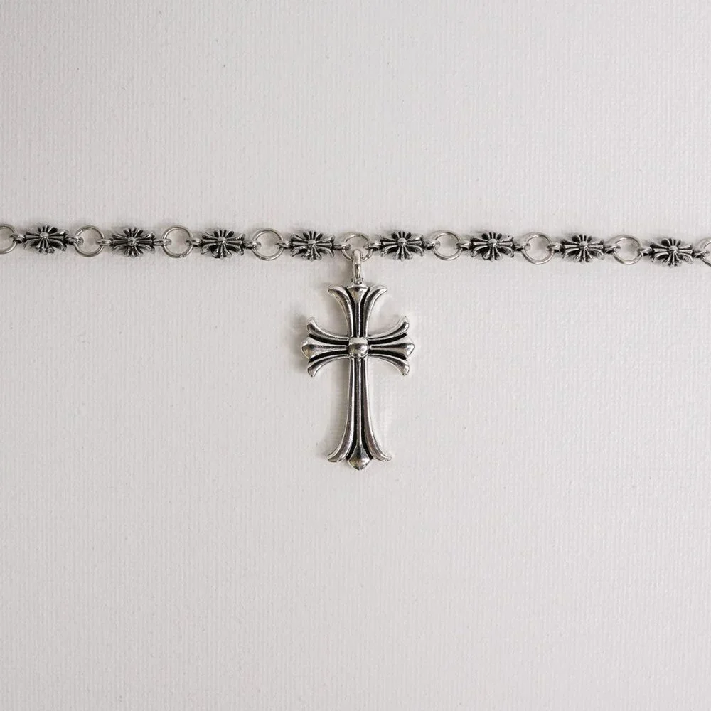 Silver Gothic Cross Chain Necklace